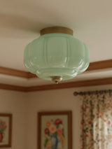 Retro Ribbed Glass Ceiling Light – Flush Mount for Bedrooms