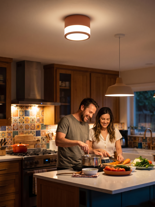 Margaux coloured flush mount ceiling light in a kitchen