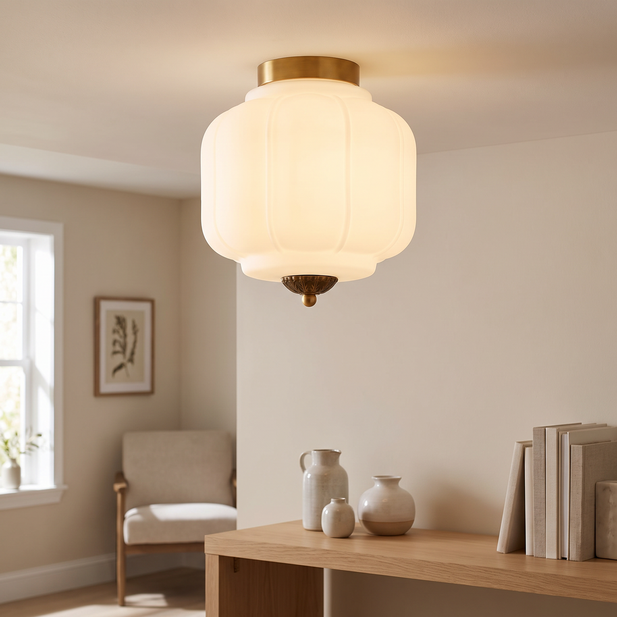 Mireille Ribbed Glass Flush Mount Light for Bedrooms