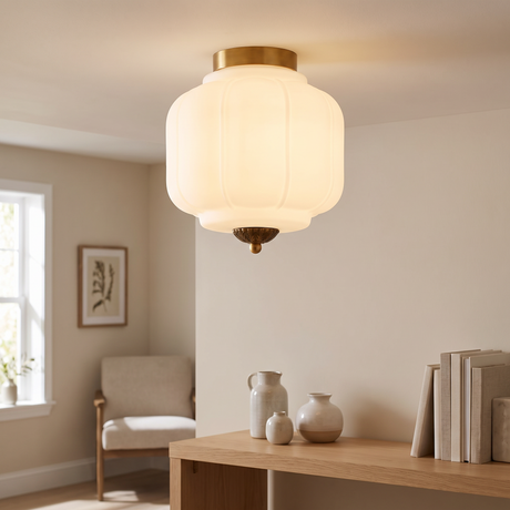 Mireille Ribbed Glass Flush Mount Light for Bedrooms