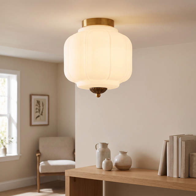 Mireille Ribbed Glass Flush Mount Light for Bedrooms