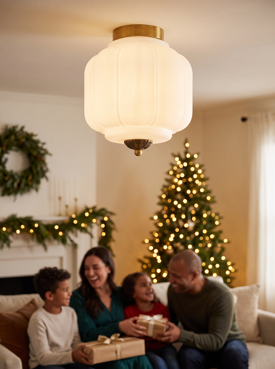 iwt1-9310657773723 Mireille ribbed glass flush mount holiday family scene