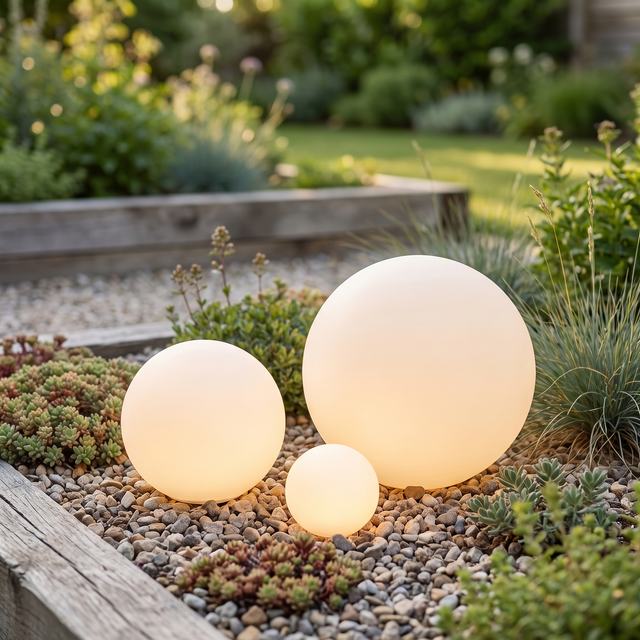 Modern PE Outdoor Orb Lamp - Sphere RGBW Garden Light