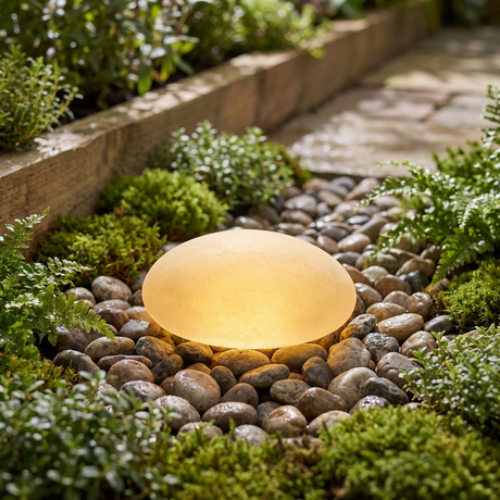 Modern Frosted Glass Solar Garden Light - Pebble Path Light