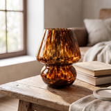 Modern Amber Blown Glass Mushroom Table Lamp