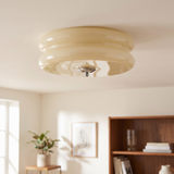 Art Deco Ribbed Glass Ceiling Light in a styled interior