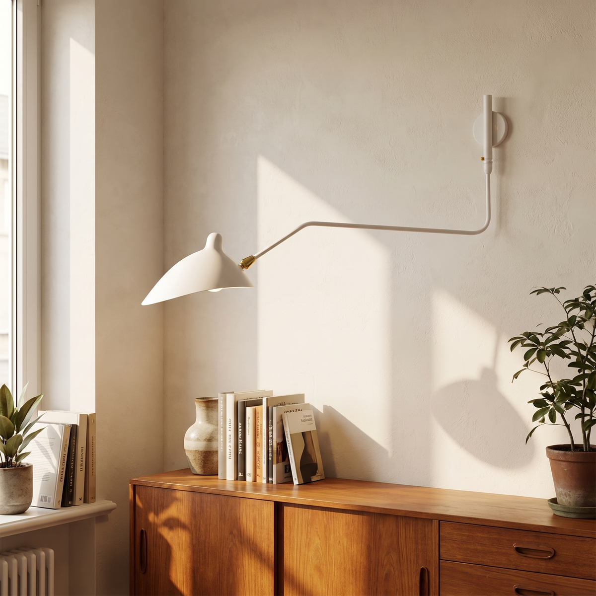Mid-Century Metal Wall Sconce – Rotating Swing Arm