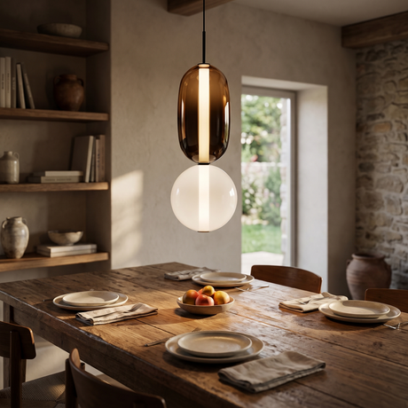 Artisan Tinted Glass Pendant – Hand-Blown Jar LED