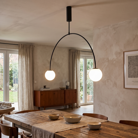 Modern Gold Metal Arc Chandelier – Globe Pendants