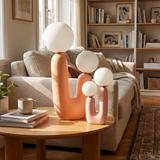 Contemporary Resin Table Lamp – Glass Globe Shade