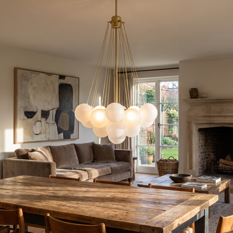Modern Gold Glass Bubble Chandelier – Sphere Cluster