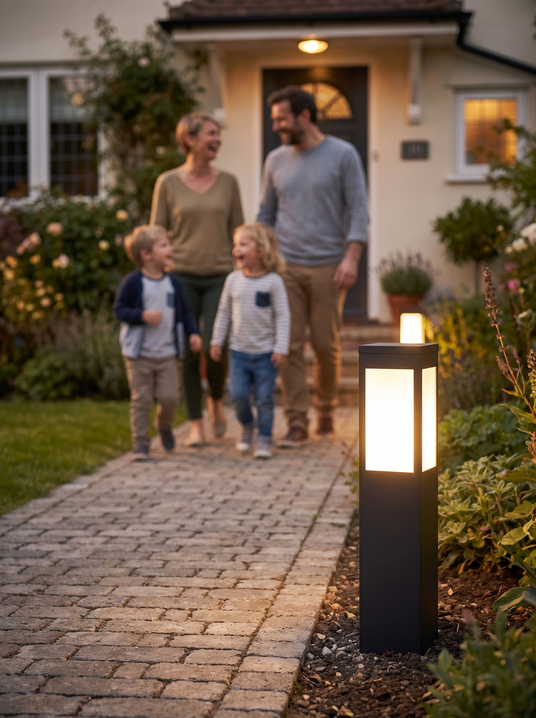 Black Solar Bollard Light lifestyle image 1