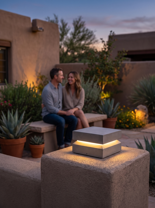Modern Grey Square Post Light lifestyle image 2
