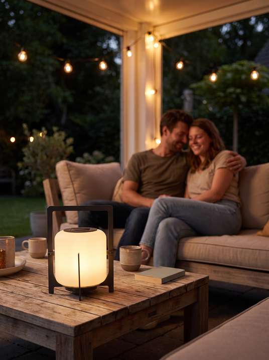 Modern Glass Lantern Table Lamp lifestyle image 2