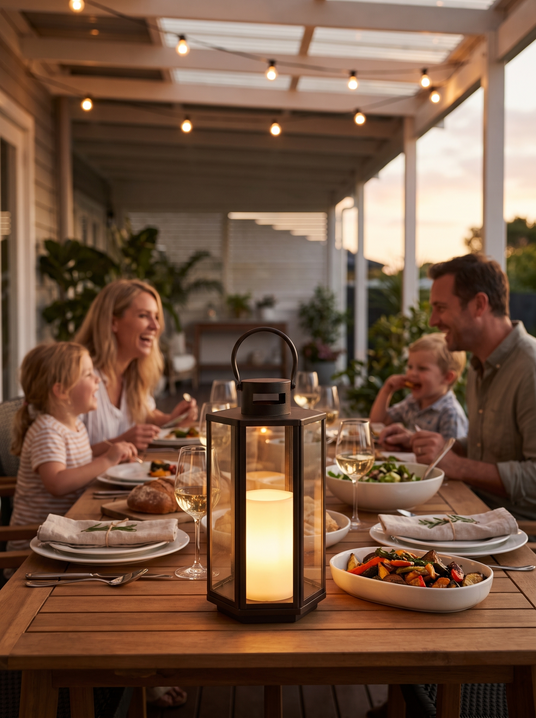Modern Glass Lantern Table Lamp lifestyle image 1