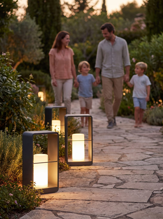 Modern Black Lantern Garden Light lifestyle image 1