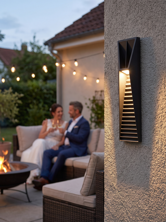 Modern Black Solar Wall Light lifestyle image 2
