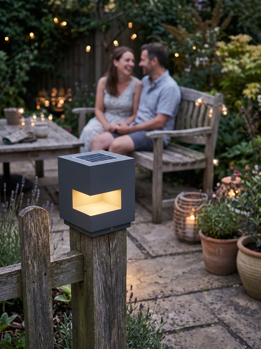 Modern Black Square Post Light lifestyle image 2