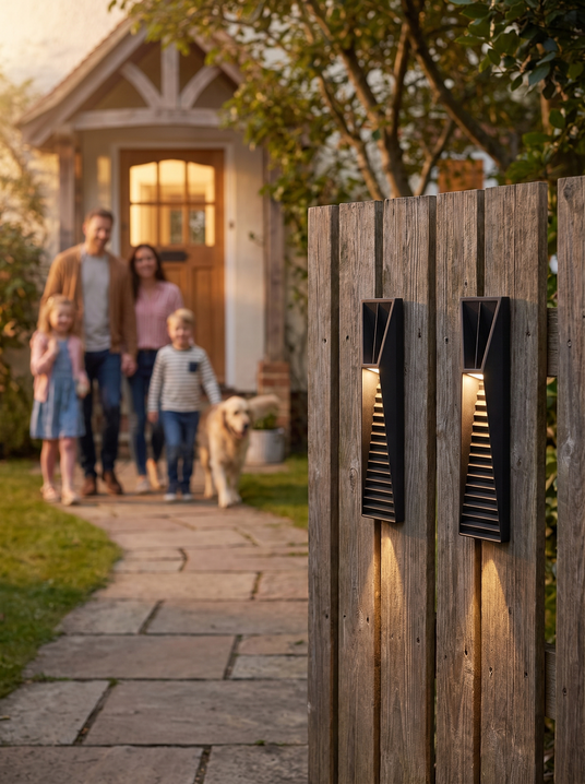 Modern Black Solar Wall Light lifestyle image 1