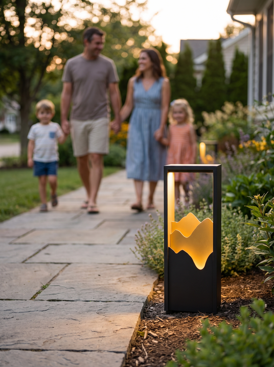 Modern Black Geometric Solar Light lifestyle image 1
