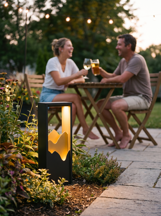 Modern Black Geometric Solar Light lifestyle image 2