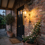 Vintage Gold Lantern Wall Light – Glass Sconce for Porch
