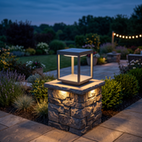 Modern Silver Frame Post Light – Pillar Light for Patio