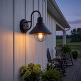 Farmhouse Black Cage Wall Light – Outdoor Sconce for Porch