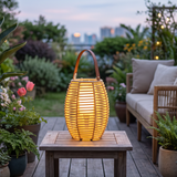 Boho Rattan Lantern Table Lamp – Cordless Lamp for Patio