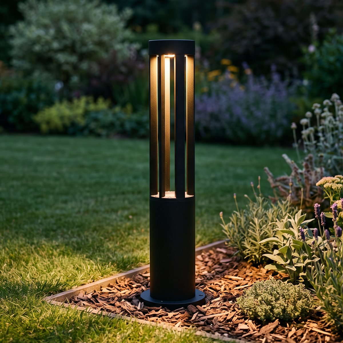 Modern Black Bollard Light – Cylinder Path Light for Garden