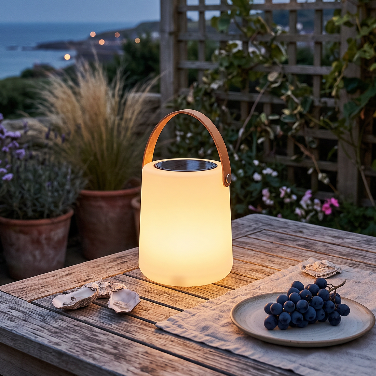White Lantern Table Lamp – Cordless Solar Lamp for Patio