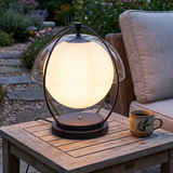 Modern Black Globe Lamp – Open Frame Table Lamp for Patio