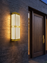 Modern Gold Outdoor Wall Light – Tall Sconce for Porch