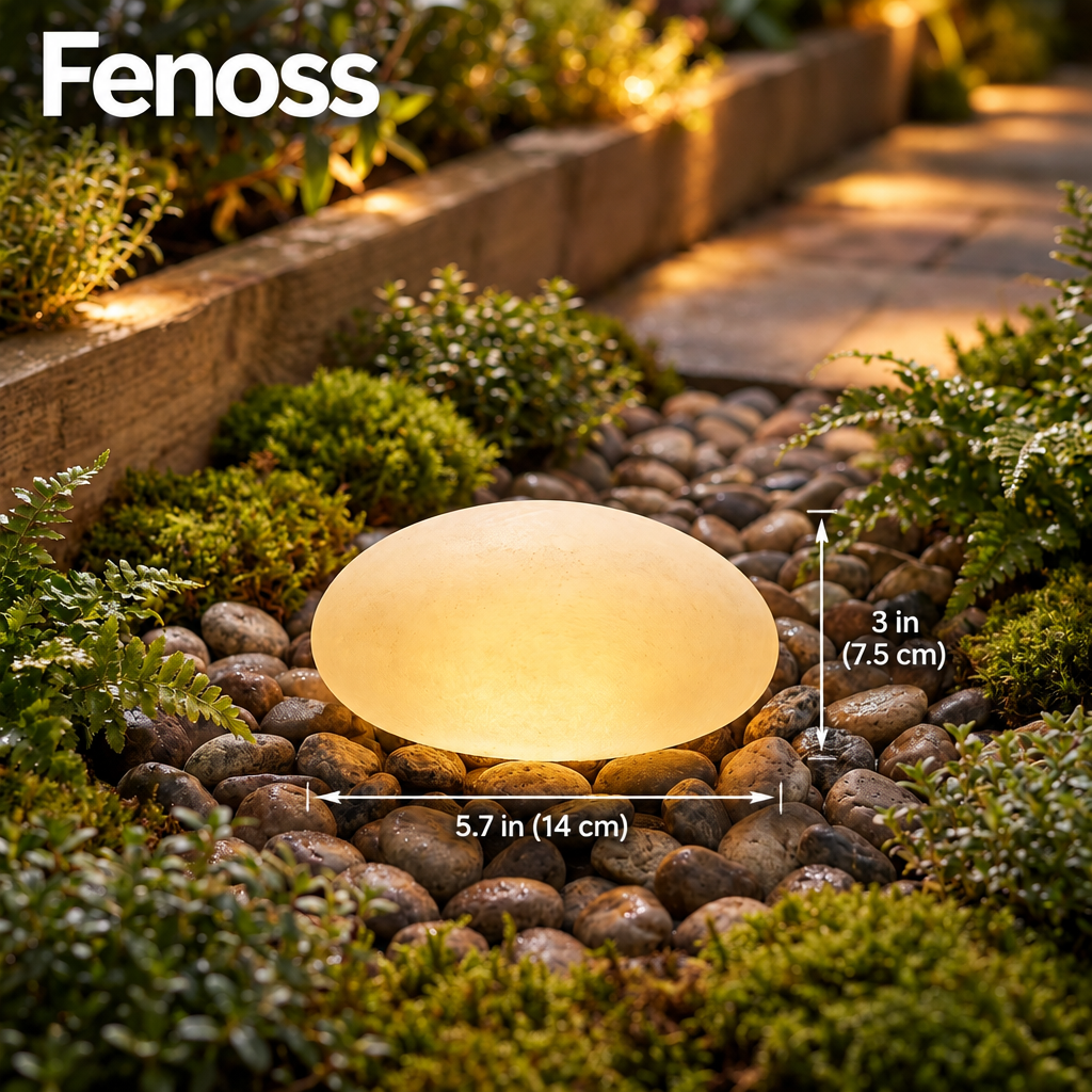 Fenoss Solar Pebble Garden Light dimensions