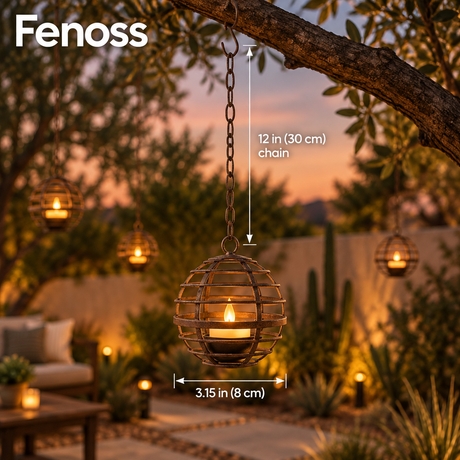 Fenoss Solar Iron Sphere Lantern dimensions