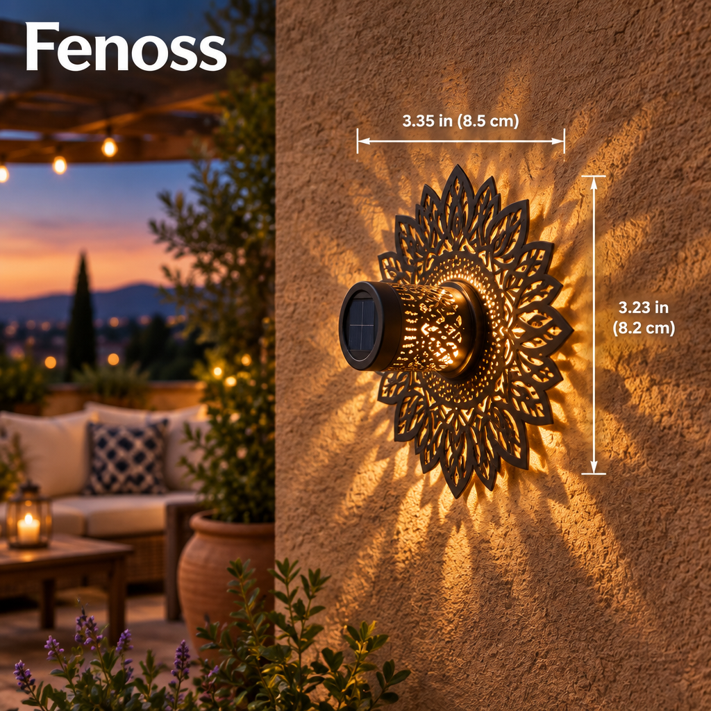Fenoss Moroccan Solar Wall Lantern dimensions