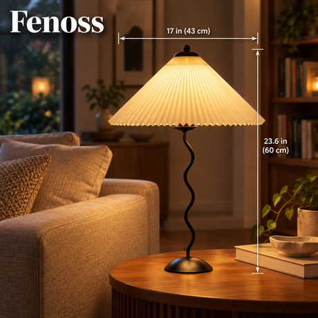 Fenoss Wavy Pleated Table Lamp dimensions