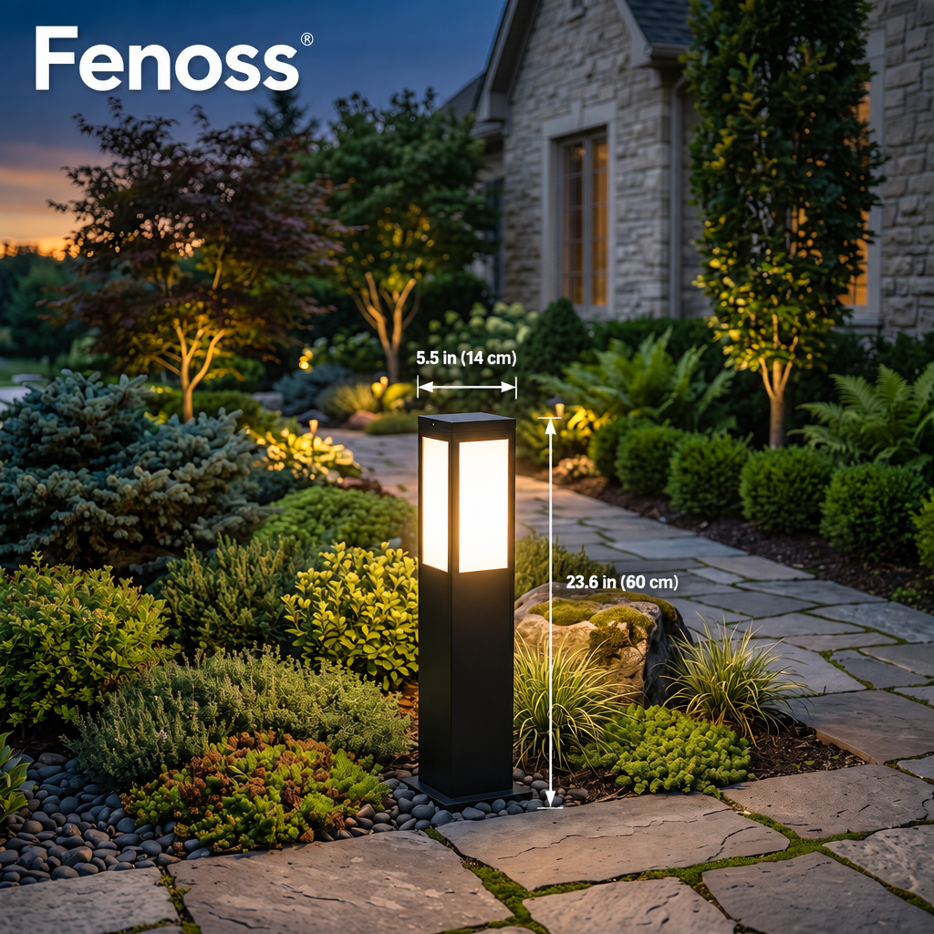 Fenoss Black Bollard Light dimensions