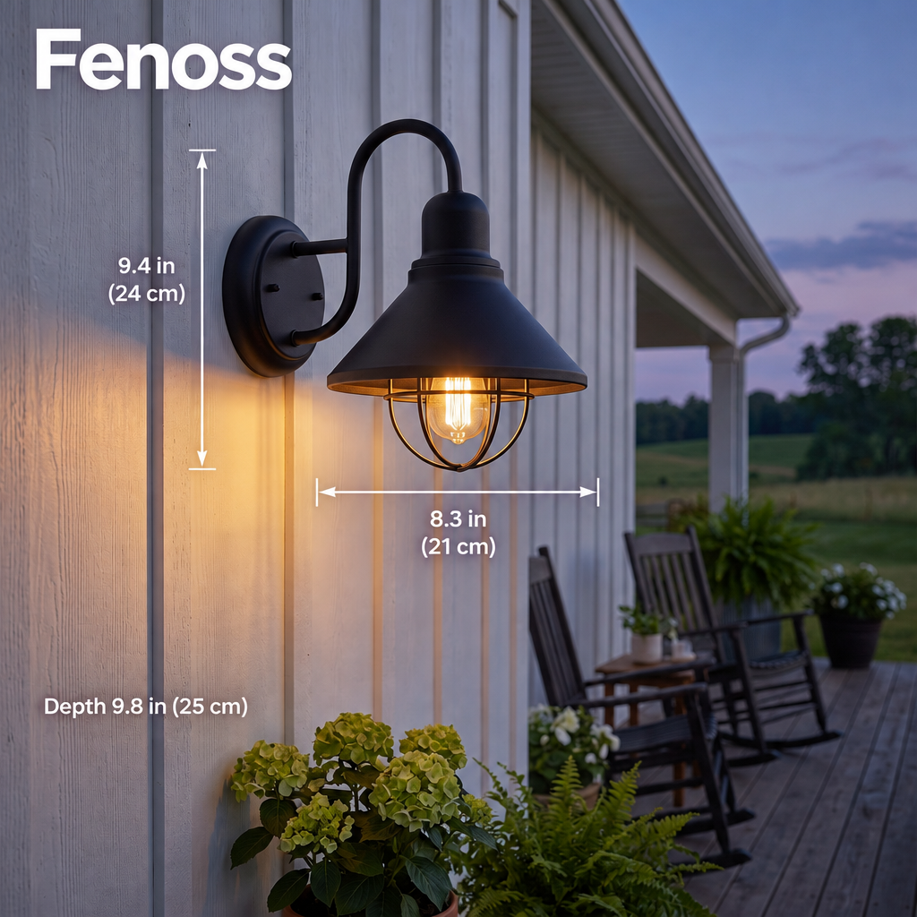Fenoss Farmhouse Cage Wall Light dimensions
