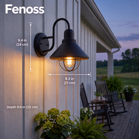 Fenoss Farmhouse Cage Wall Light dimensions