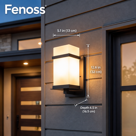 Fenoss White Glass Wall Light dimensions