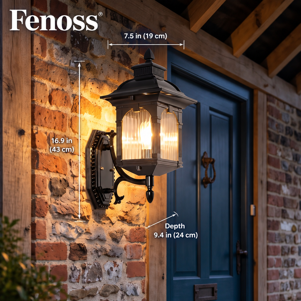 Fenoss Farmhouse Wall Lantern dimensions