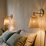 Minimalist Natural Wall Sconce in a styled room setting