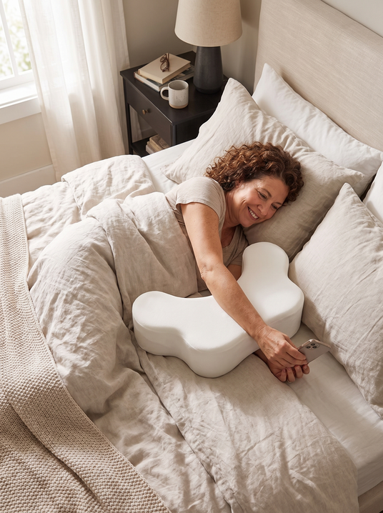 Fenoss Pillow with Arm Holes Side Sleeper lifestyle photo 2: Side Sleeping Without the Shuffle