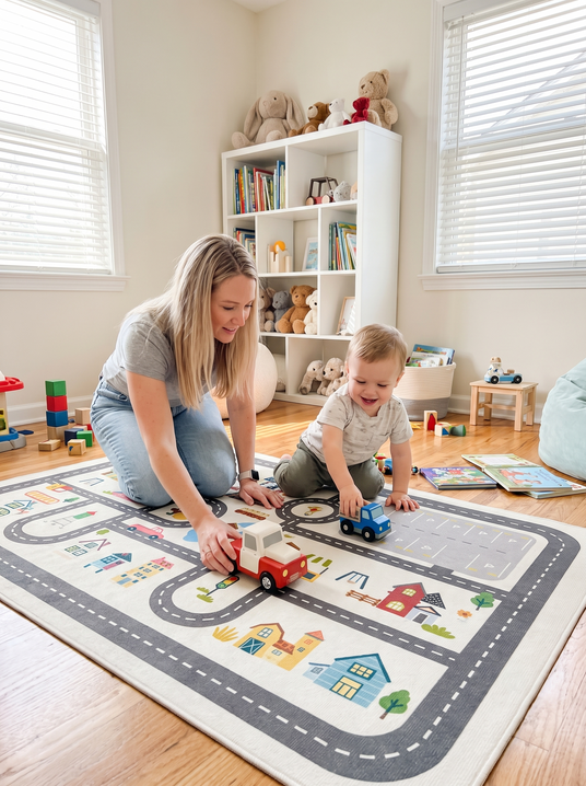 Fenoss Play Mat Parking Lot Rug lifestyle photo 1: A Road Map for Playtime