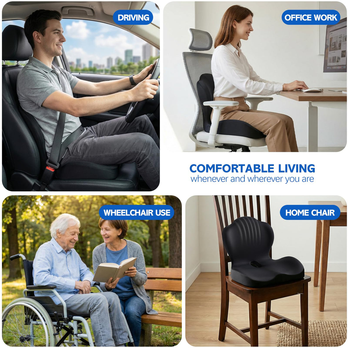 Fenoss® Contoured Memory Foam Sitting Pad Seat Cushion
