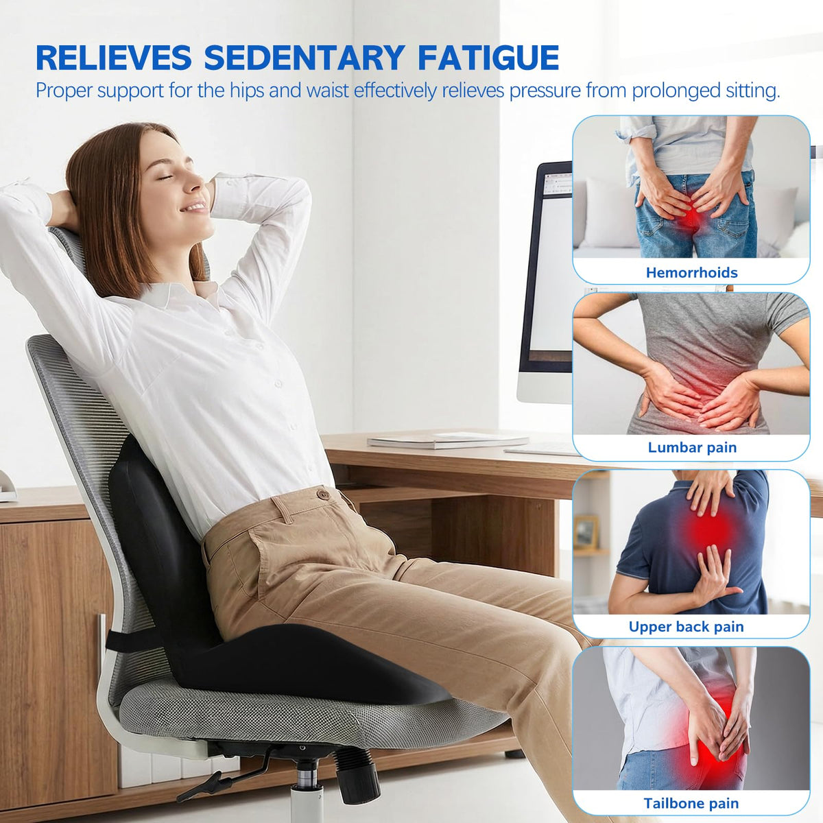 Fenoss® Contoured Memory Foam Sitting Pad Seat Cushion