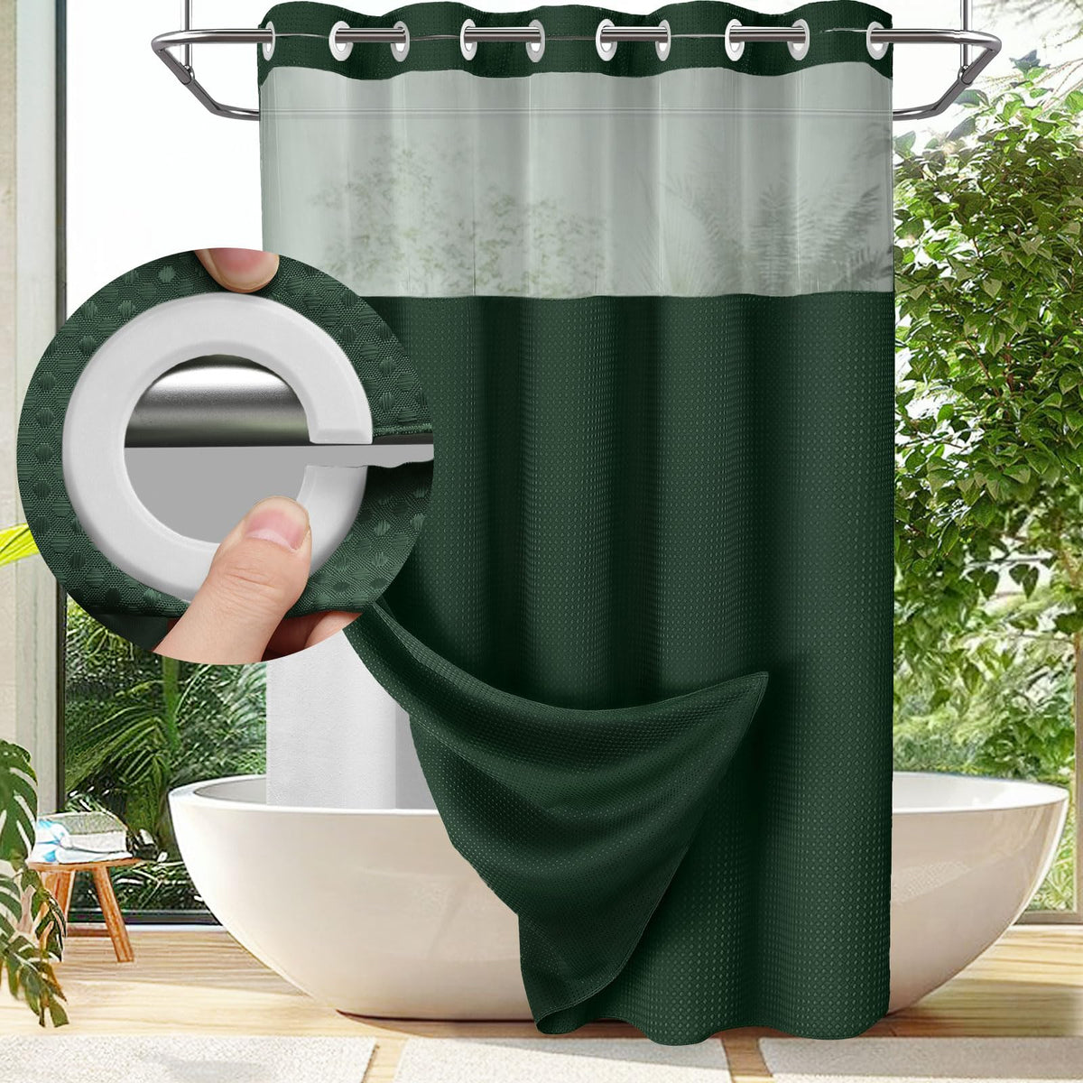 Fenoss® No Hook Shower Curtain