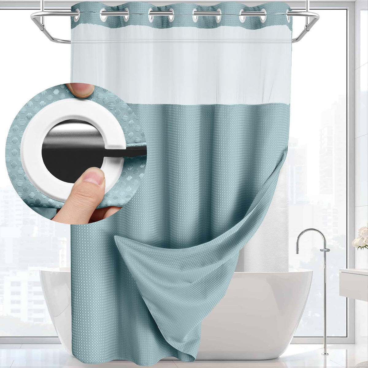 Fenoss® No Hook Shower Curtain