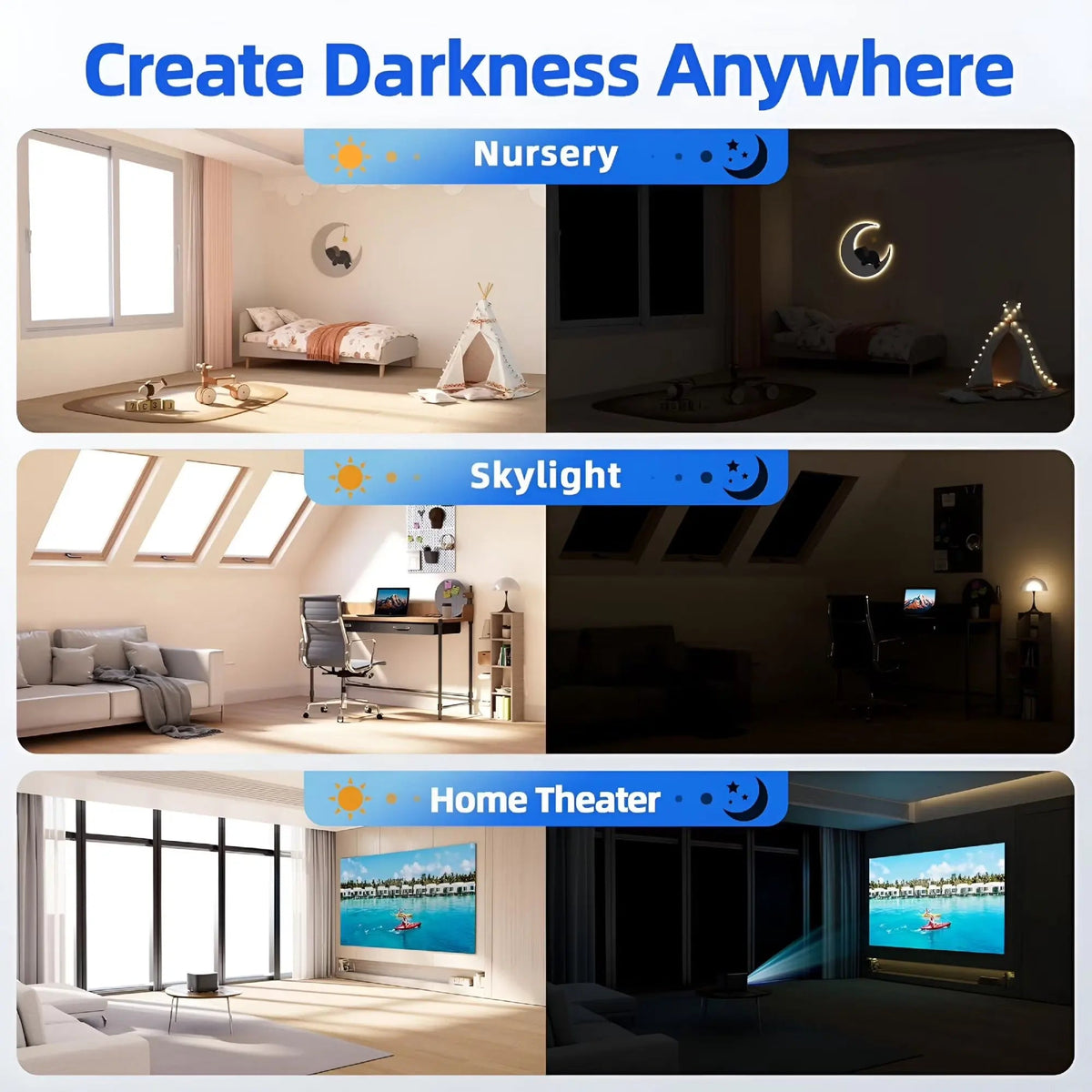 Fenoss® Portable Magnetic Blackout Window Shades